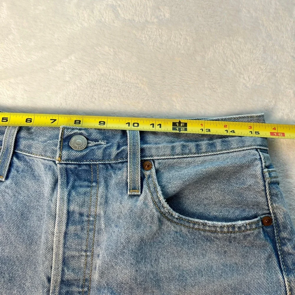 Levi's Blue Denim 501 Original Cut‎ Off Shorts Women 29 (READ)High Rise Raw Hem